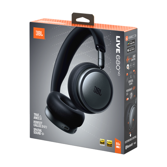 JBL Live680 On-Ear Wireless Headphones with Noise Cancellation  - Black