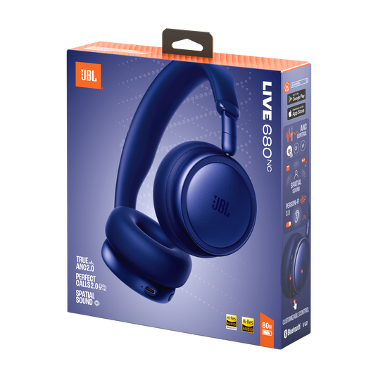 JBL Live680 On-Ear Wireless Headphones with Noise Cancellation  - Blue