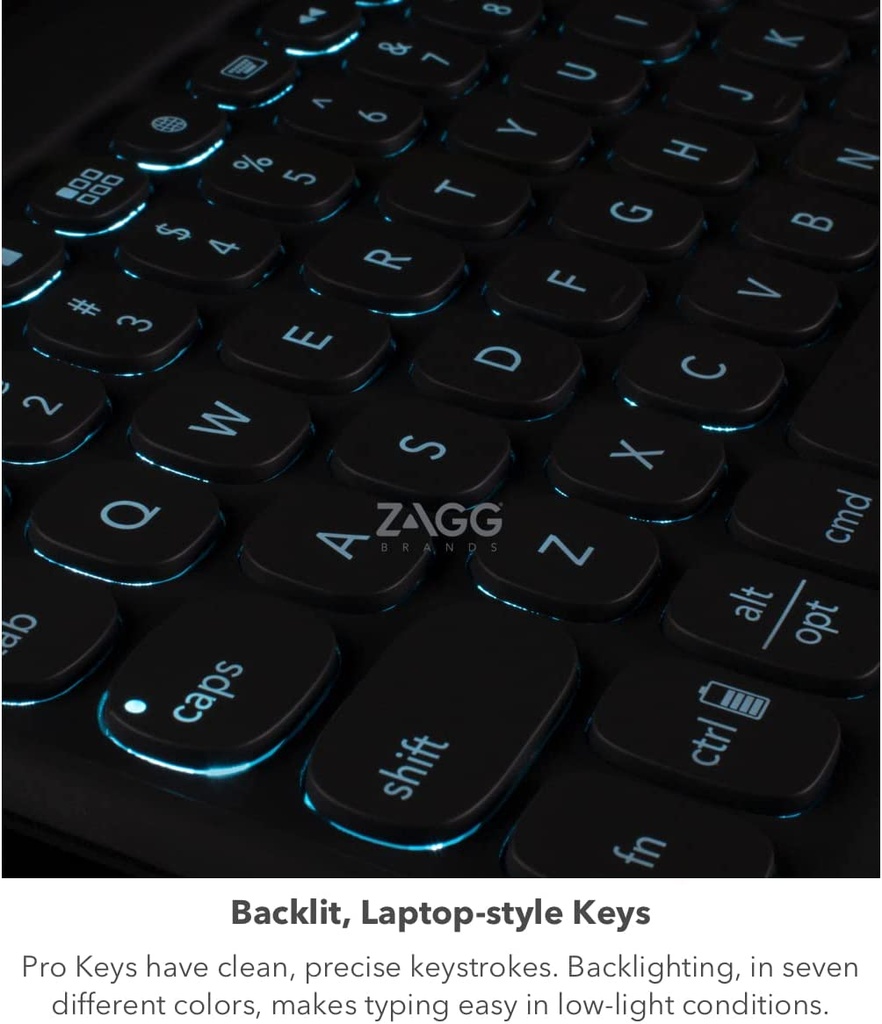 ZAGG Pro Keys Touch Keyboard case for iPad 12.9 Pro 4th, 5th & 6th gen - Charcoal