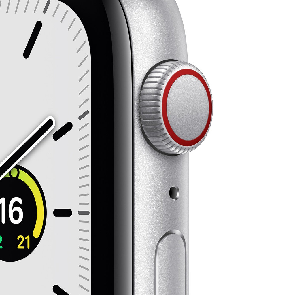 Apple Watch SE GPS + Cellular, Silver Aluminium Case with Abyss Blue Sport Band - Regular (40mm)