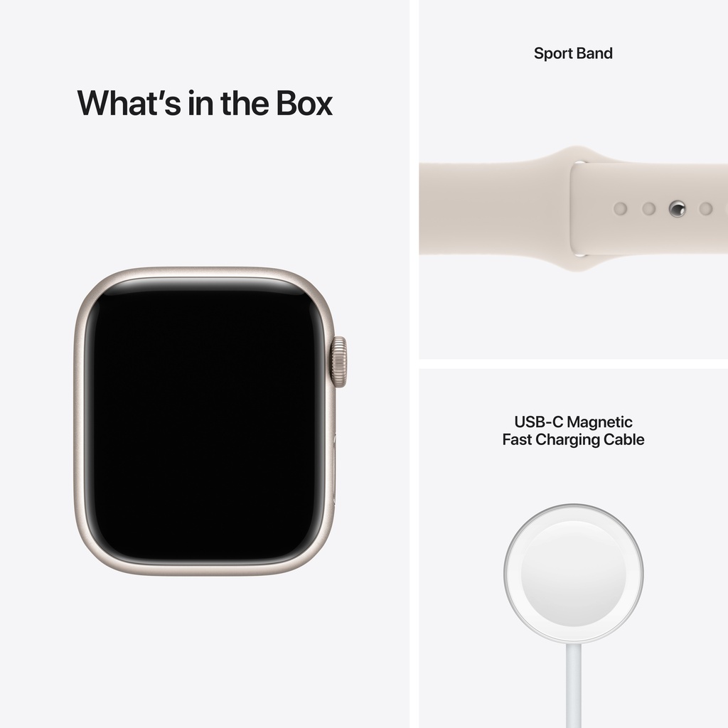 Apple Watch Series 7 Starlight Aluminium Case with Starlight Sport Band (45mm, GPS)