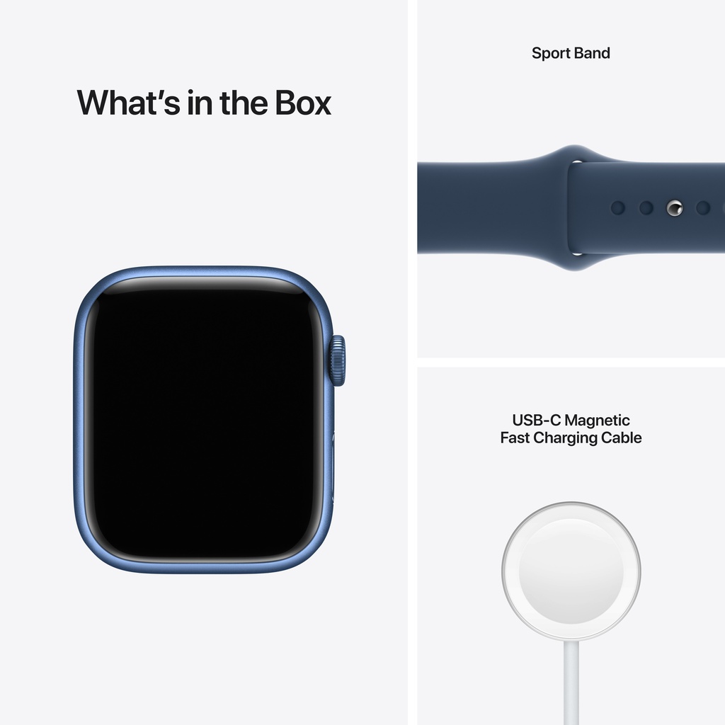 Apple Watch Series 7 Blue Aluminium Case with Abyss Blue Sport Band (41mm, GPS and Cellular)
