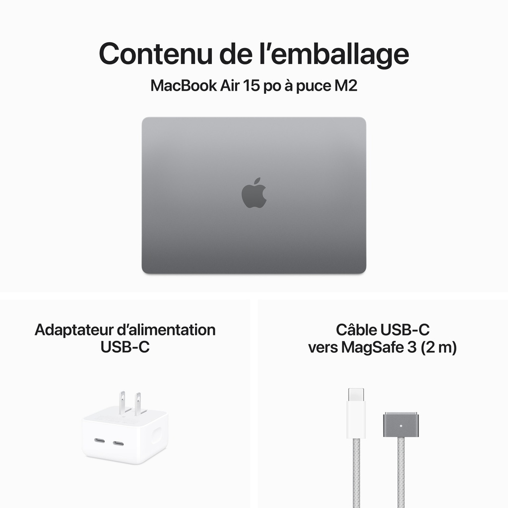 French (Canadian)  - Apple 15-inch MacBook Air: Apple M2 chip with 8-core CPU and 10-core GPU, 512GB - Space Gray