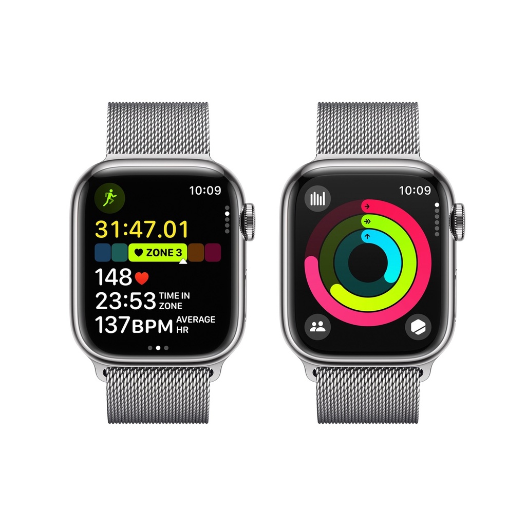 Apple Watch Series 9 Silver Stainless Steel Case with Silver Milanese Loop
