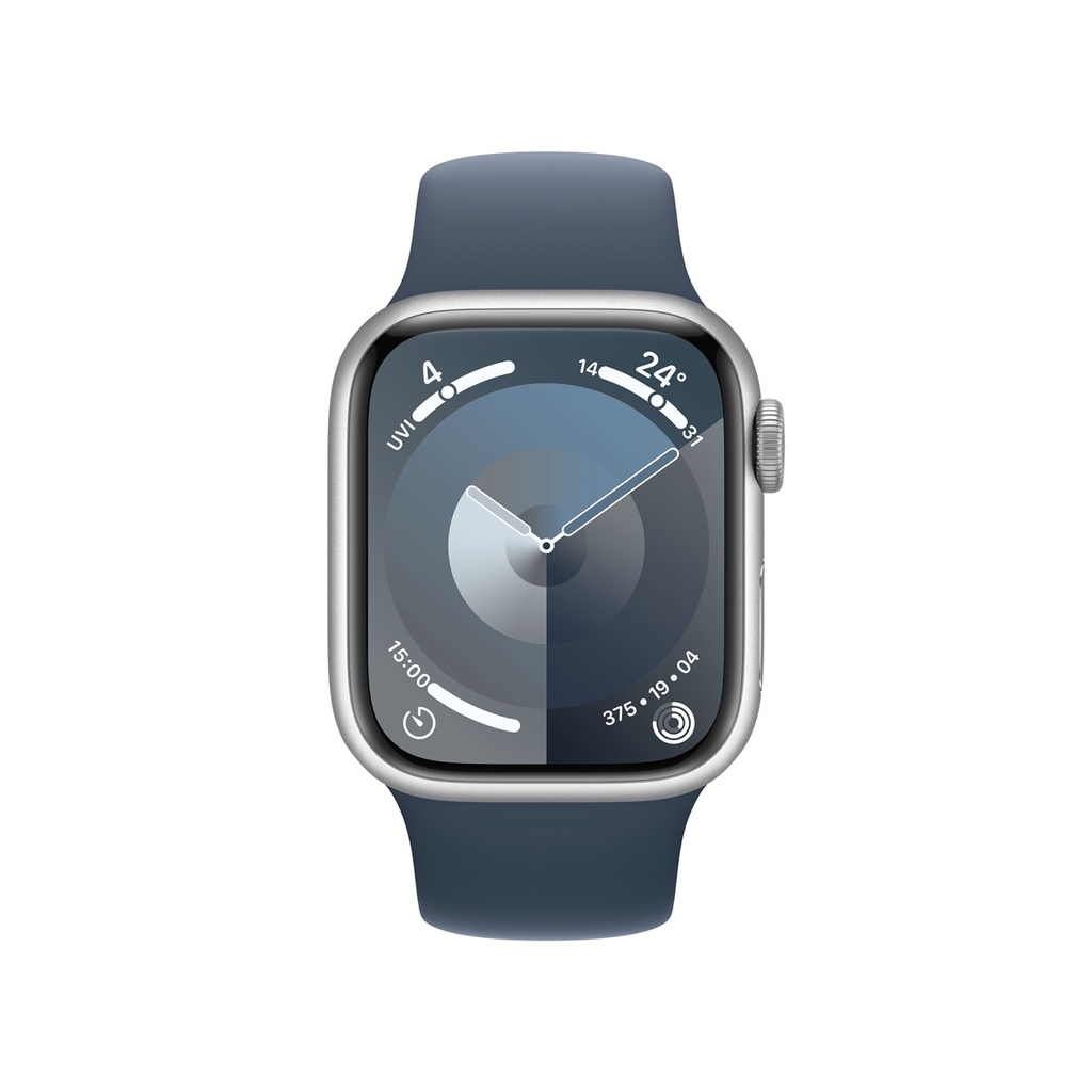 Apple Watch Series 9 Silver Aluminium w/ Storm Blue Sport Band (GPS, 41mm) - Open Box