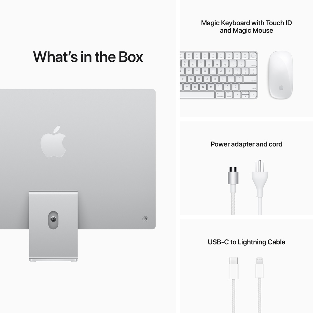 iMac (4.5K Retina, 24-inch, 2021): M1 chip with 8-core CPU and 8-core, Silver