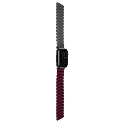 Logiix Vibrance Link Magnetic Silicone Apple Watch Ultra Band 42/44/45/49mm - Black/Burgundy