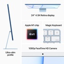 iMac (4.5K Retina, 24-inch, 2021): M1 chip with 8-core CPU and 7-core, Blue (8GB unified memory, 256GB SSD, No Ethernet, Magic Mouse, Magic Keyboard)