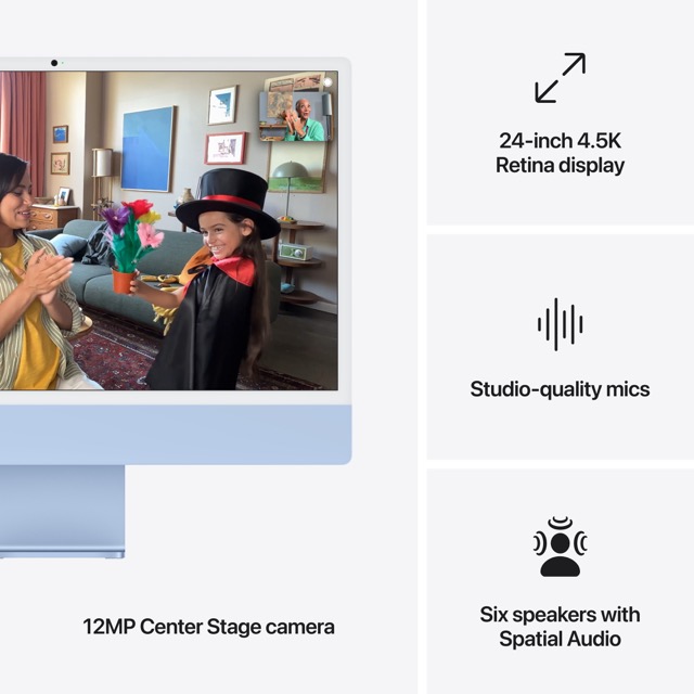 Apple 24-inch iMac with Retina 4.5K display: Apple M4 chip with 8‑core CPU and 8‑core GPU