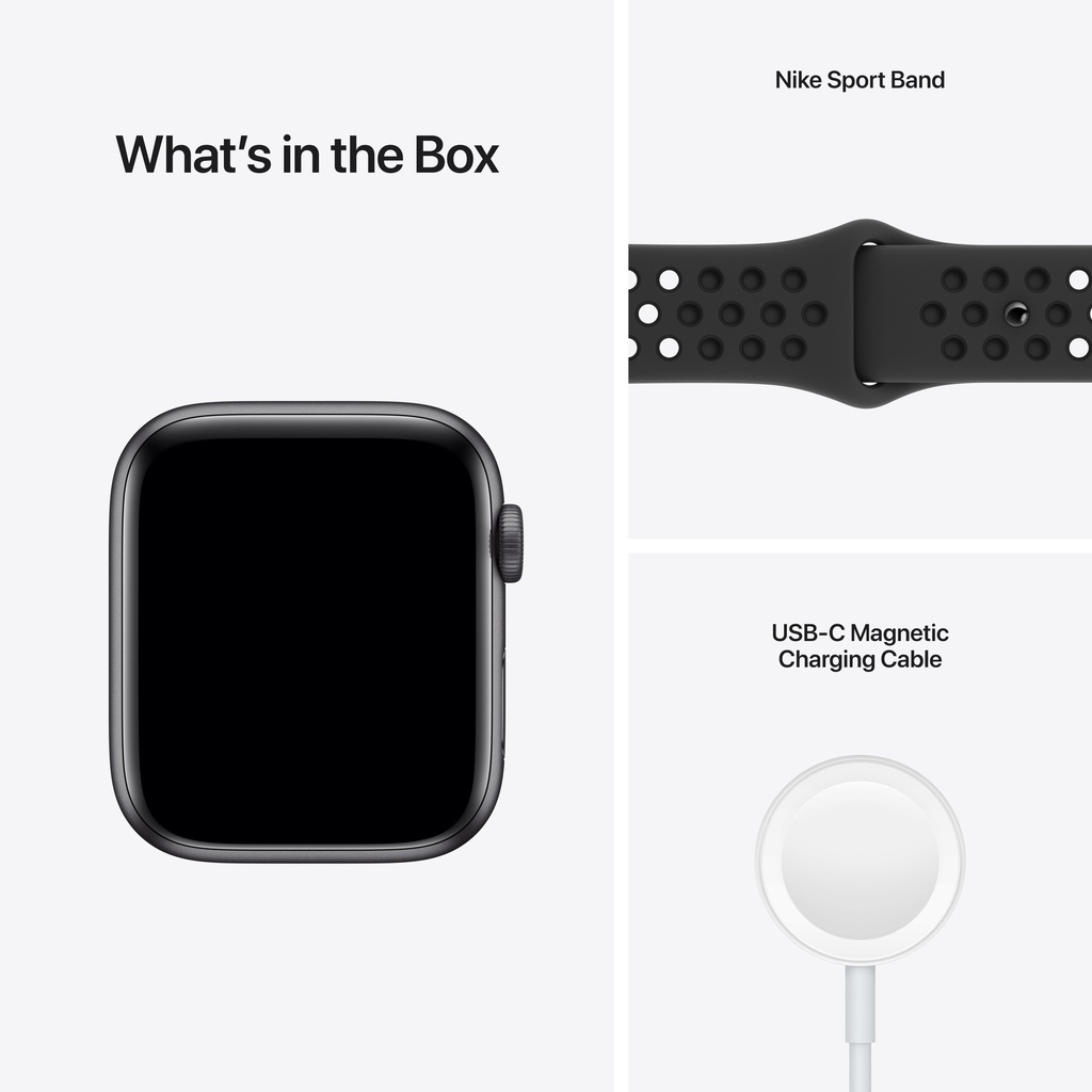 Apple Watch Nike SE GPS, Space Grey Aluminium Case with Anthracite/Black Nike Sport Band - Regular