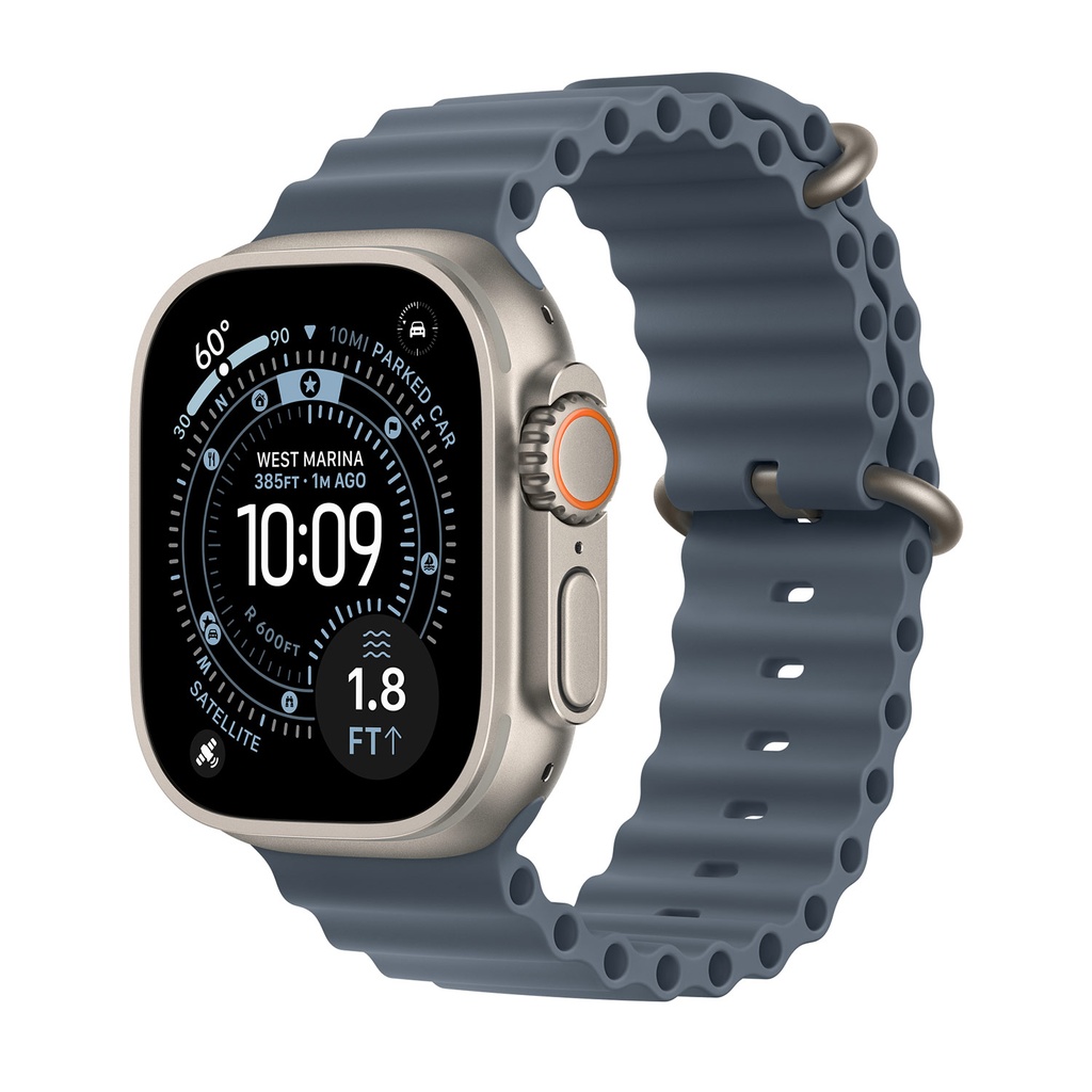 49mm Anchor Blue Ocean Band - Natural Titanium Finish