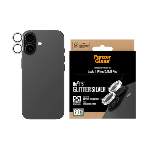 PanzerGlass Camera Lens Protector Hoops iPhone 17 - Glitter Silver - EN