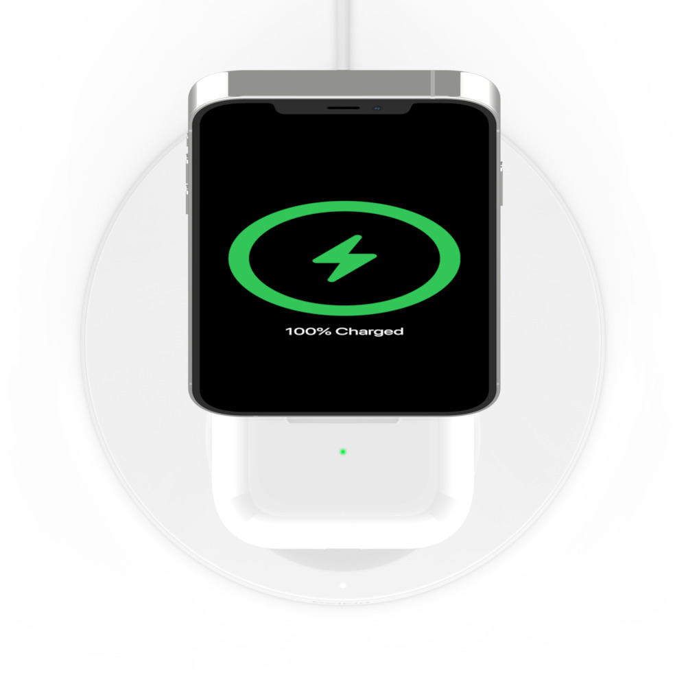 Belkin - BOOSTCHARGE PRO 2-in-1 Wireless Charger Stand with MagSafe 15W White