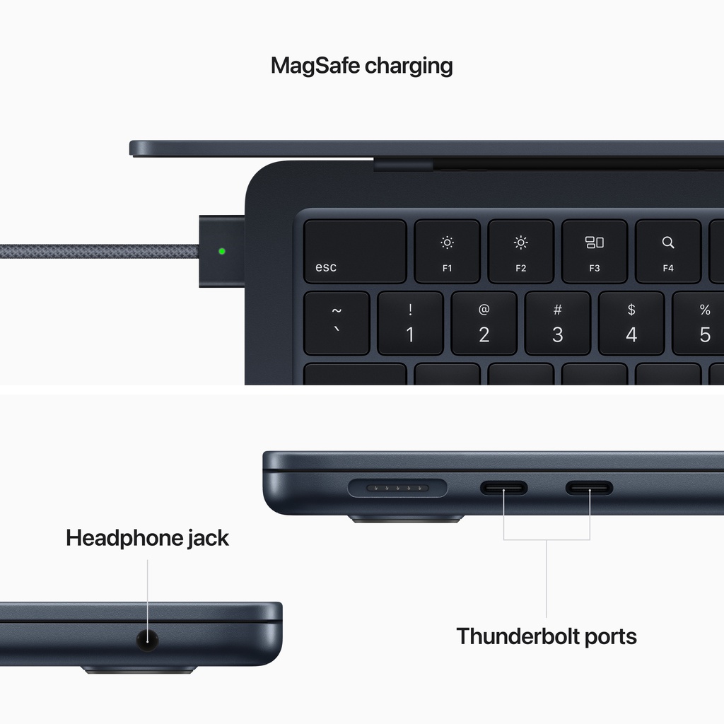 Apple MacBook Air: Apple M2 chip with 8‑core CPU, 8‑core GPU, 16‑core Neural Engine