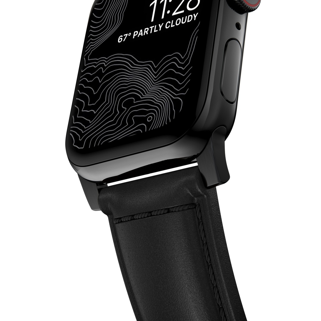 Nomad 42/44/45mm Traditional Strap for Apple Watch - Black Hardware / Black Leather