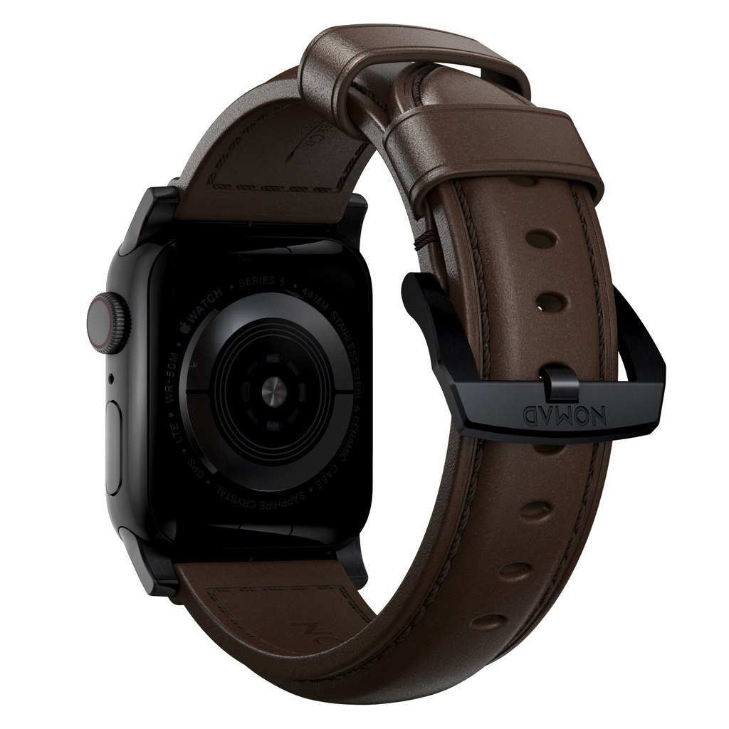 Nomad 42/44/45mm Traditional Strap for Apple Watch - Black Hardware / Brown Leather