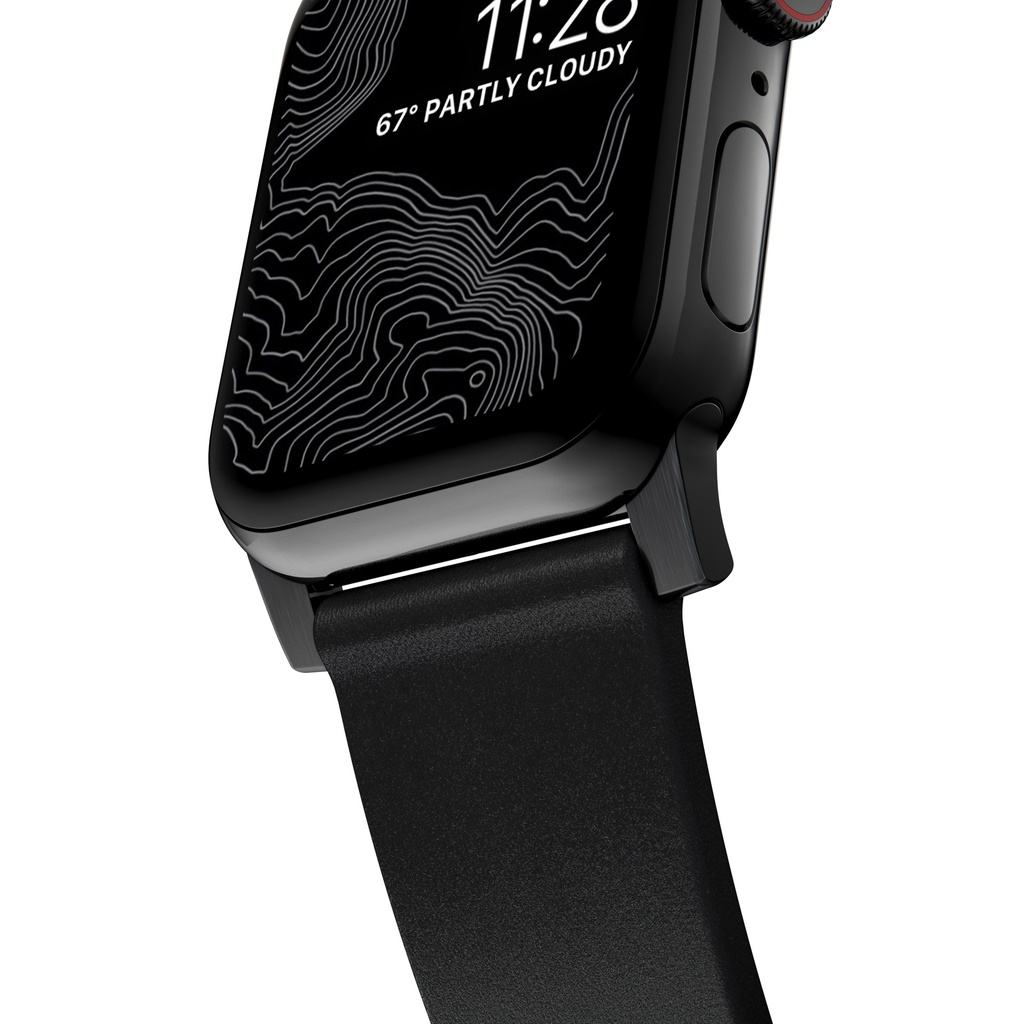 Nomad 42/44/45mm Modern Strap for Apple Watch - Black Hardware / Black Leather