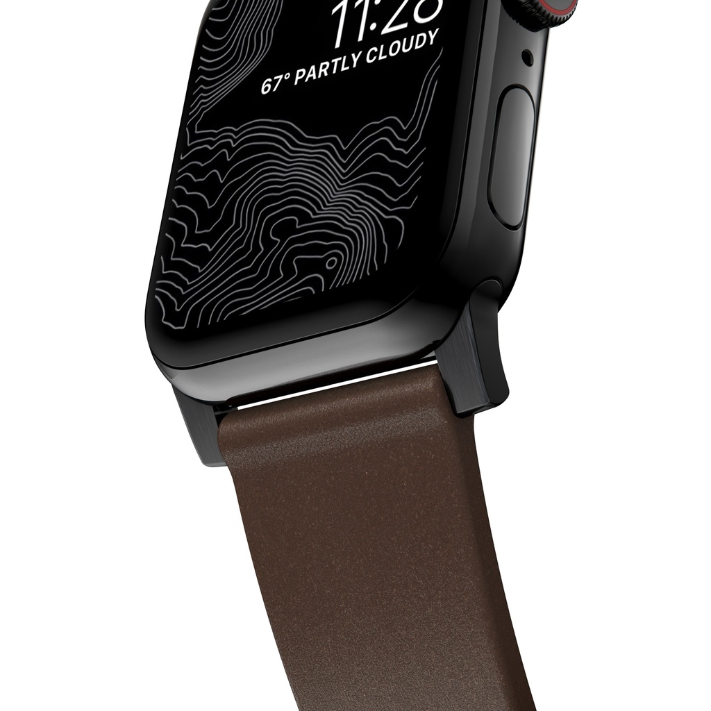 Nomad 42/44/45mm Modern Strap for Apple Watch - Black Harware / Brown Leather