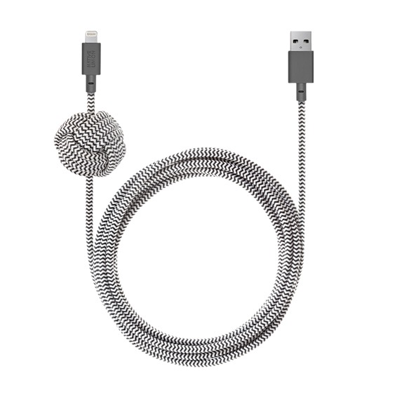 Native Union 3M USB to Lightning Knot Night Cable - Zebra