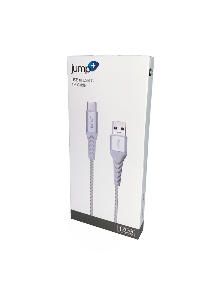 jump+ USB 3.0 to USB-C 1m Braided Cable - White