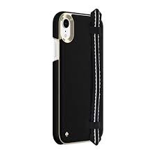 kate spade Wrap Case for iPhone XR- Scallop Black Saffiano / Gold Strap