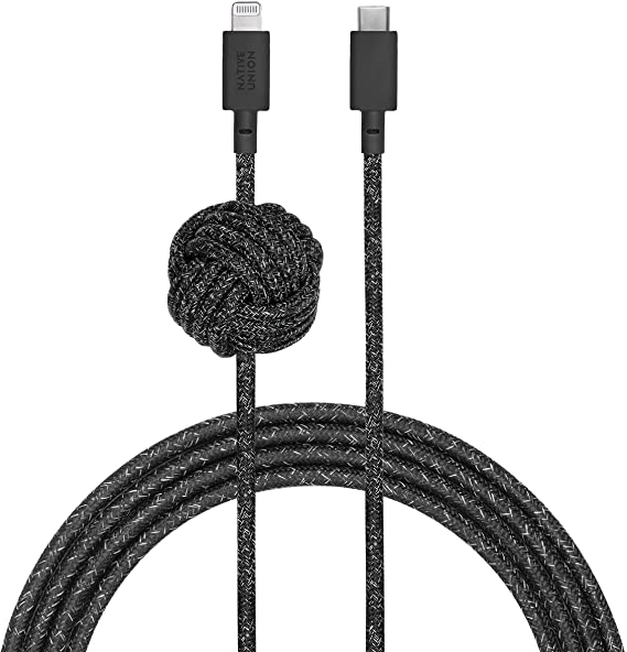 Native Union 3M USB-C to Lightning Knot Night Cable - Cosmos Black
