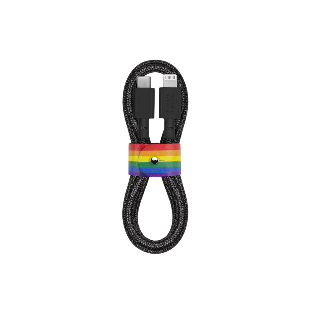 Native Union 1.2M Pride Edition Belt USB-C to Lightning Cable - Charcoal