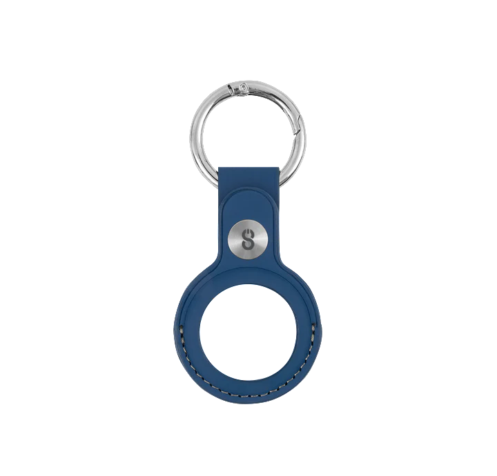 Logiix Leather Key Tag for AirTag with grey stitching - Navy
