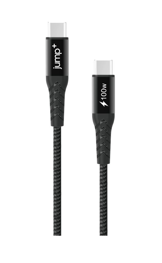 jump+ USB-C to USB-C 2M Braided Pro Cable 100w Max - Black