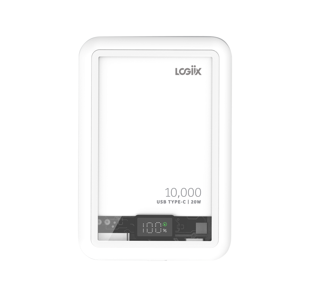 Logiix Piston Power Bank 10000 mAh Crystal MagSafe - White