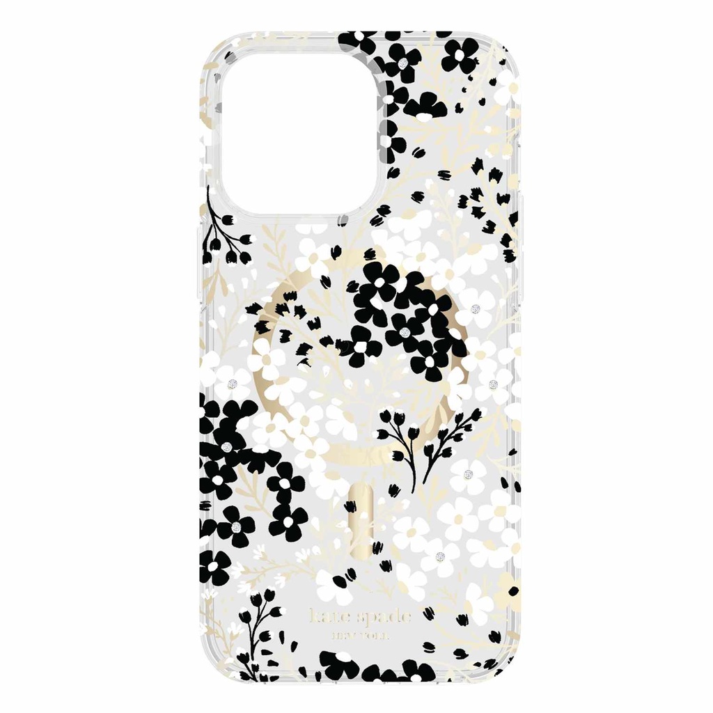 kate spade new york Protective Hardshell with MagSafe for iPhone 15 Pro Max - Multi-Floral Black/Gold