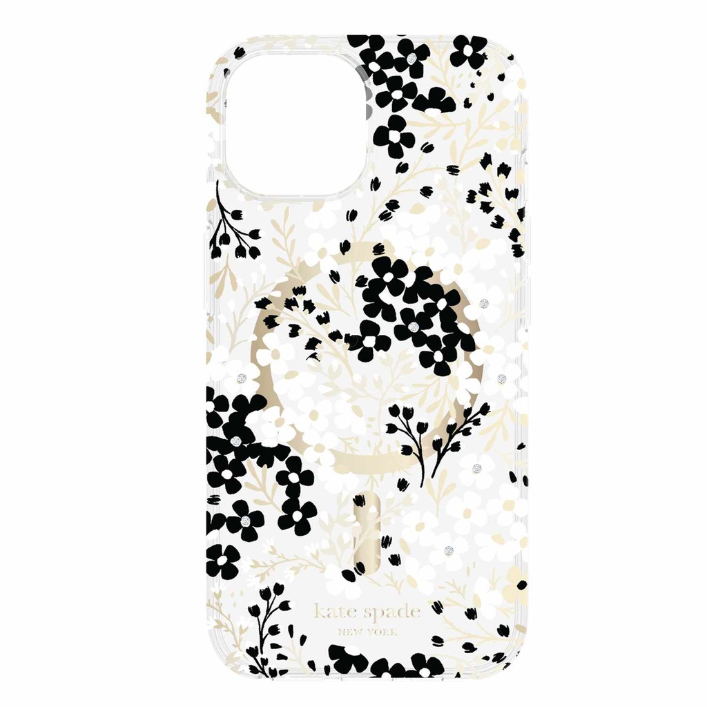 kate spade new york Protective Hardshell with MagSafe for iPhone 15 Plus - Multi-Floral Black/Gold