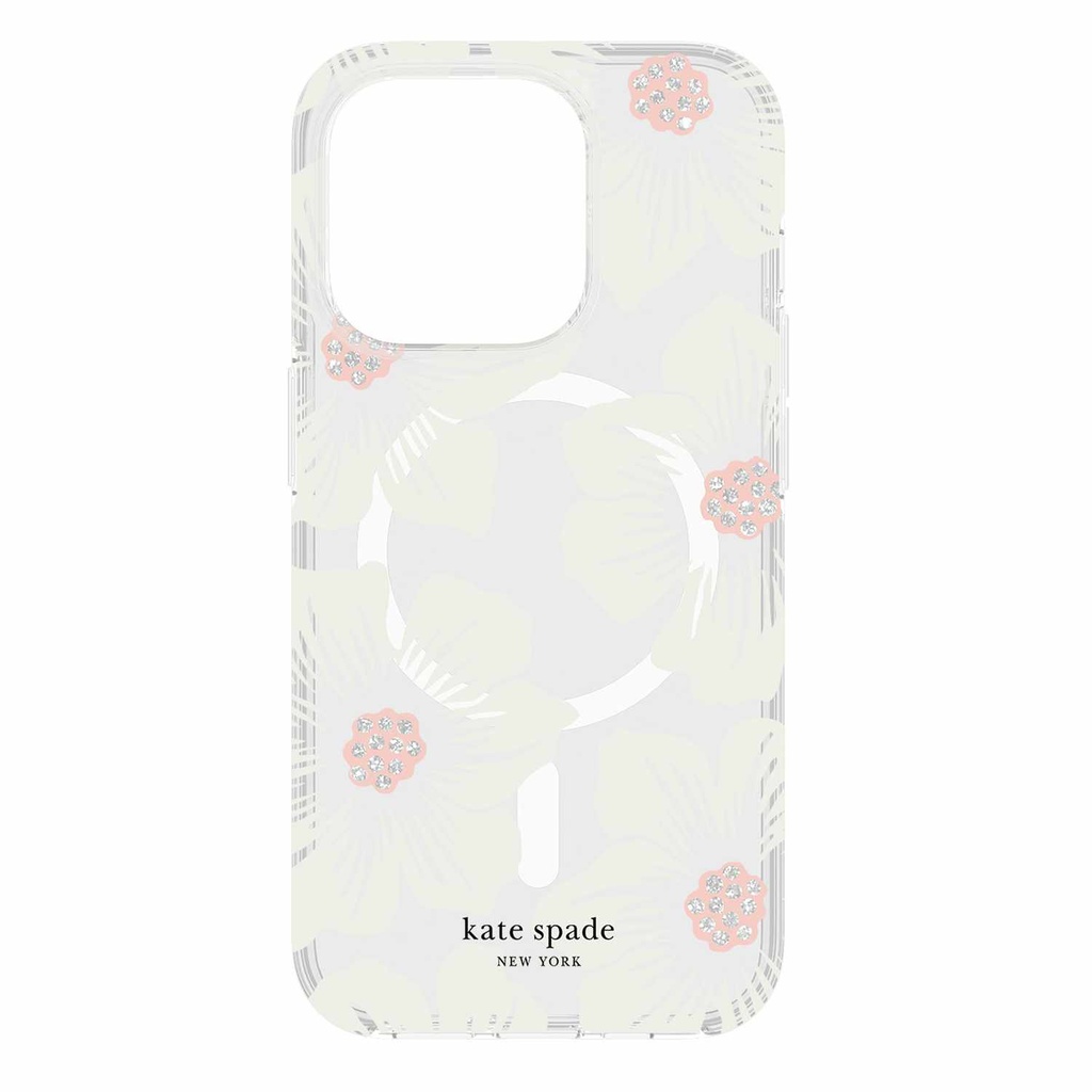 kate spade new york Protective Hardshell with MagSafe for iPhone 15 Pro - Hollyhock Cream