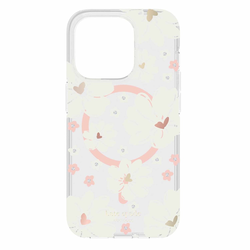 kate spade new york Protective Hardshell with MagSafe for iPhone 15 Pro - Classic Peony Cream