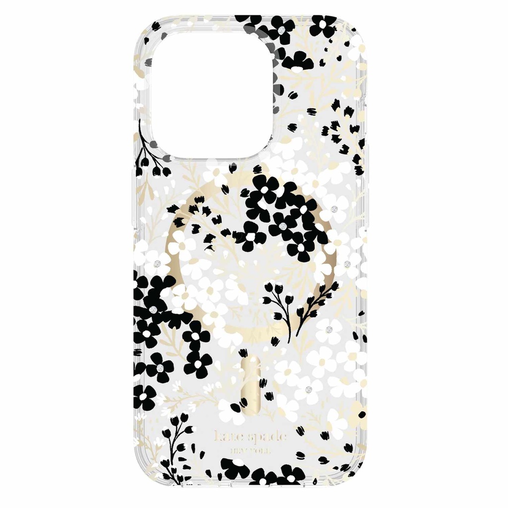kate spade new york Protective Hardshell with MagSafe for iPhone 15 Pro - Multi-Floral Black/Gold