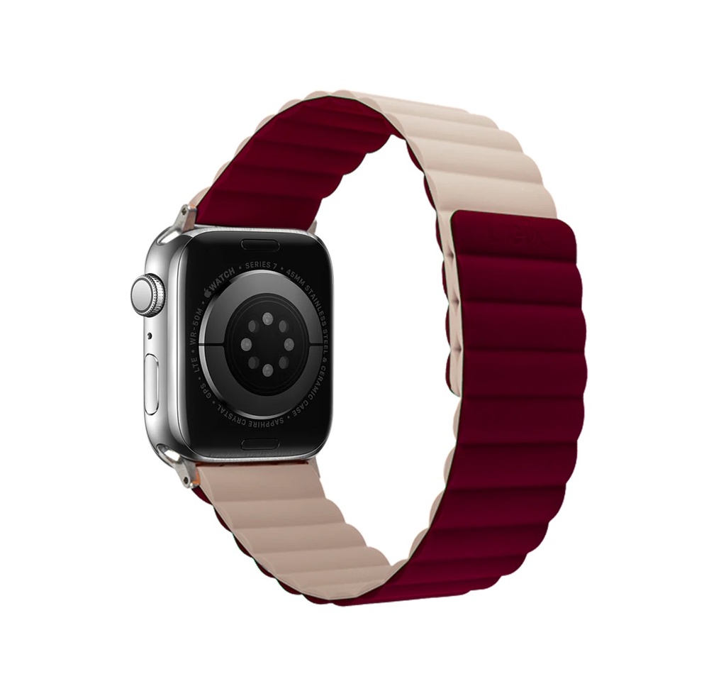Logiix Vibrance Link Magnetic Silicone Apple Watch Ultra Band 38/40/41mm - Burgundy/Stone