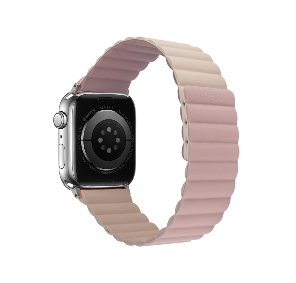 Logiix Vibrance Link Magnetic Silicone Apple Watch Band 42/44/45/49mm - Pink/Stone