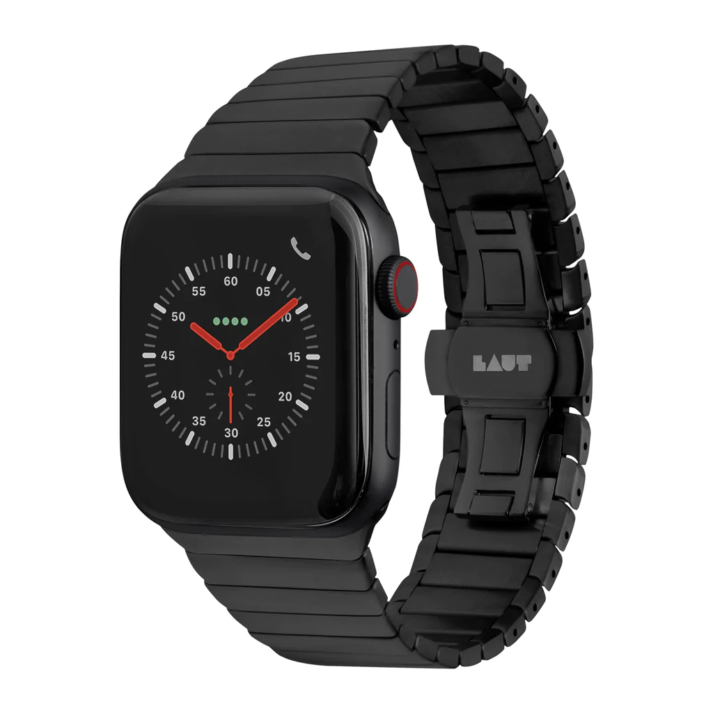 LAUT Links Stainless Steel Watch Band for Apple Watch 42mm/44mm/45mm/46mm/49mm - Black (V2)