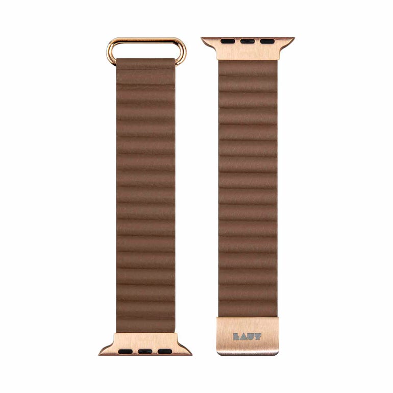 LAUT 42mm/44mm/45mm/46mm/49mm Leather Novi Lux Loop for Apple Watch  - Sepia Brown