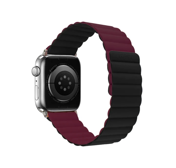 Logiix Vibrance Link Magnetic Silicone Apple Watch 38mm/40mm/41mm/42mm - Black/Burgundy