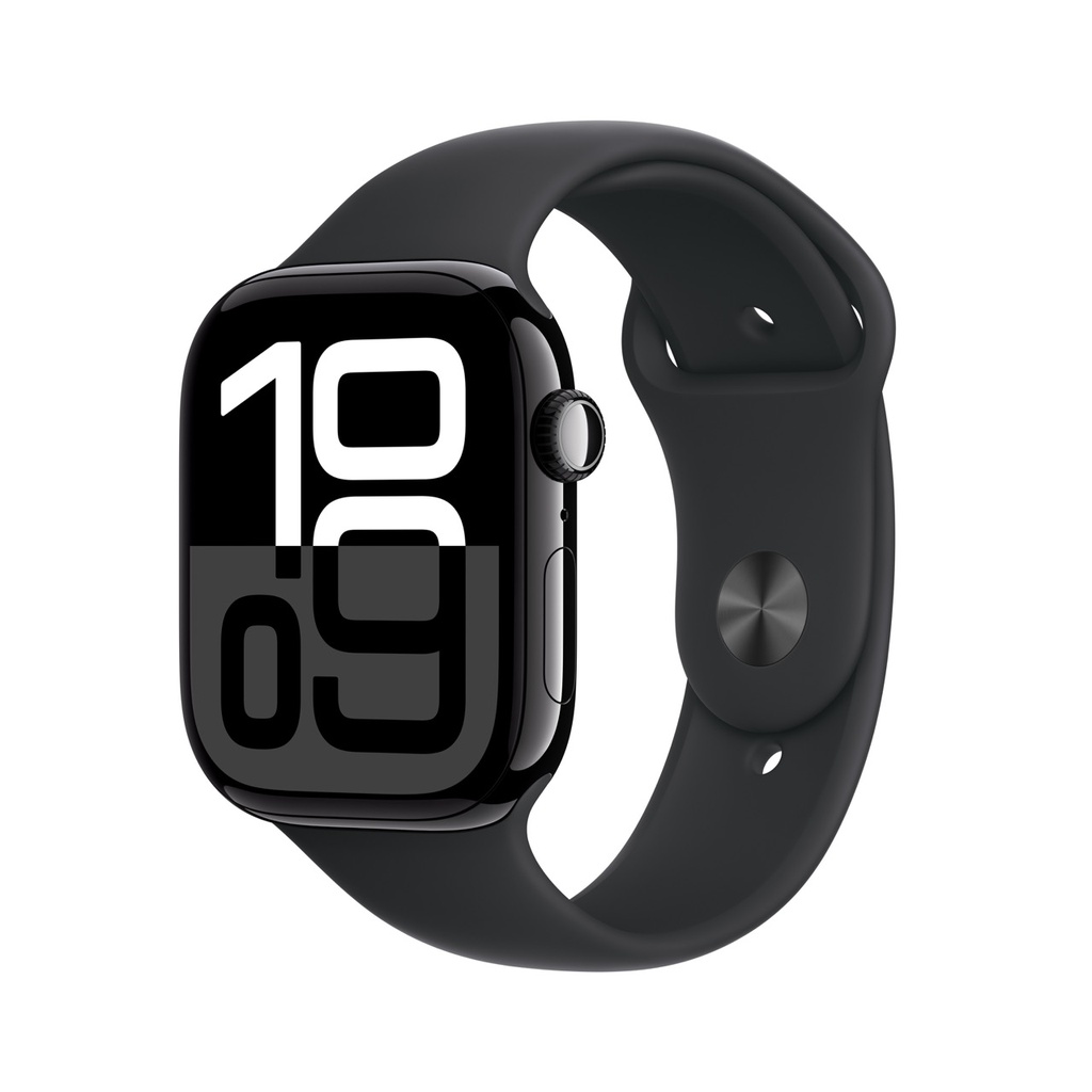 Apple Watch Series 10 Jet Black Aluminium Case with Black Sport Band M/L