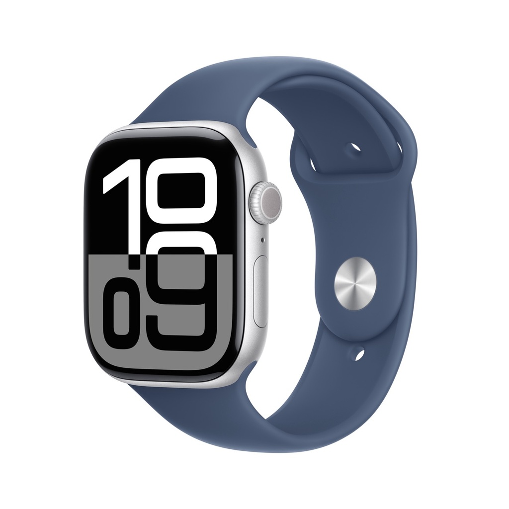 Apple Watch Series 10 GPS 46mm Silver Aluminium Case with Denim Sport Band - S/M (Demo)