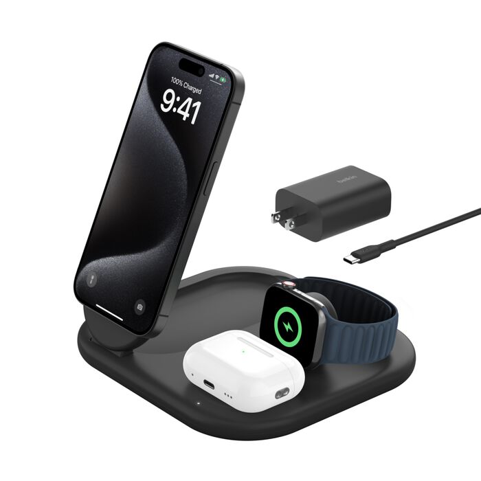 Belkin 3-in-1 Magnetic Foldable Wireless Charger with Qi2 15W