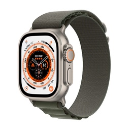 Apple Watch Ultra GPS + Cellular, 49mm Titanium Case with Green Alpine Loop