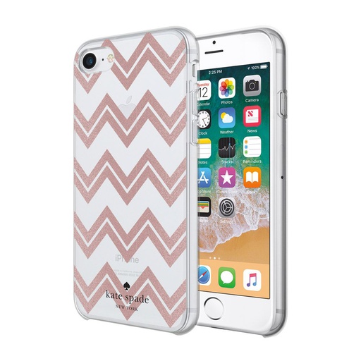 [KSIPH-068-CRGGC-FR] kate spade Hardshell Case for iPhone 8/7/6 - Chevron / Rose Gold Glitter