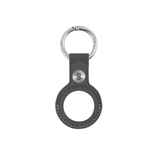 [LGX-13252] Logiix Leather Key Tag for AirTag with grey stitching - Black