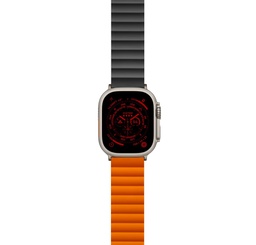 [LGX-13548] Logiix Vibrance Link Magnetic Silicone Apple Watch Ultra Band 49mm - Black/Orange