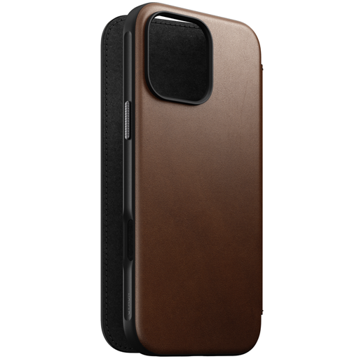 [NM01674085] Nomad Modern Leather Folio Case with MagSafe for iPhone 16 Pro Max - Brown